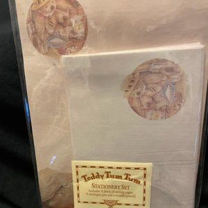 Vintage Applause Teddy Tum Tum Stationery Set -vintage paper envelopes pen pouch
